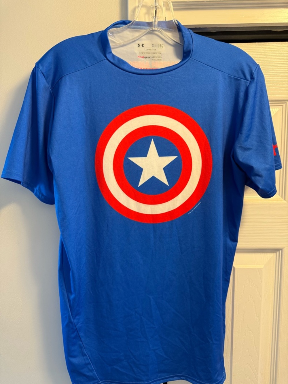 Under Armour Marvel Captain America Blue Compression Shirt Men’s Size XL
